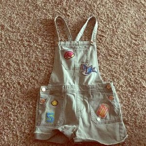 Overalls with colorful patches